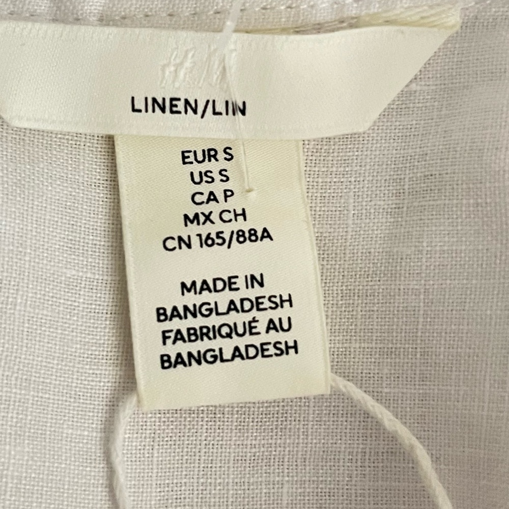 H&M 100% linen white essential Button Down Shirt size S - Picture 10 of 10